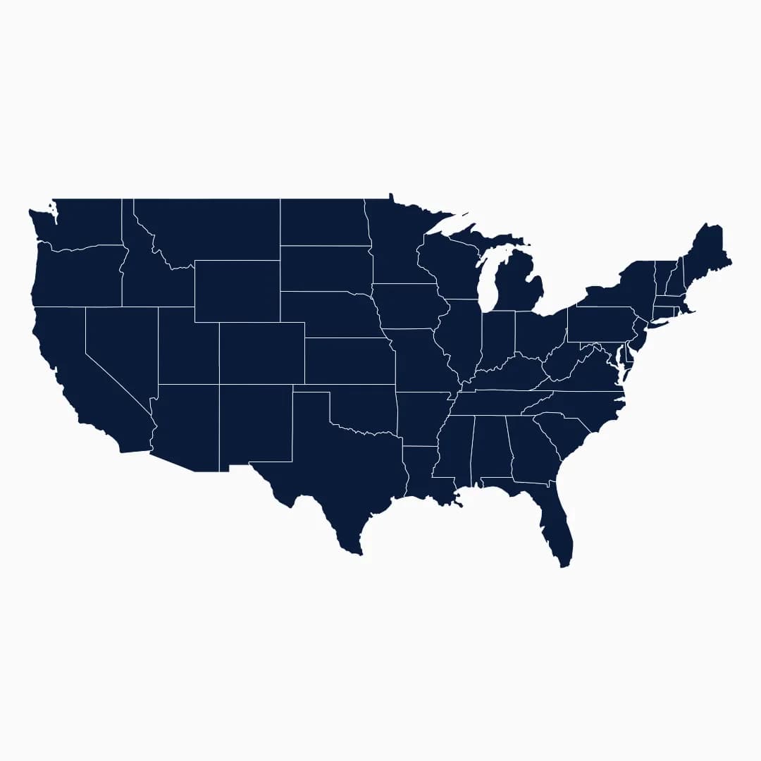 Map of the United States showing Driver Match USA's nationwide coverage from its Florida base